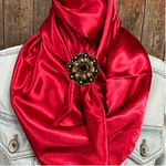 35X35" Solid Electric Red Wild Rag / Scarf WRS10 - Crystal Concho Wild Rag Slides - Assorted