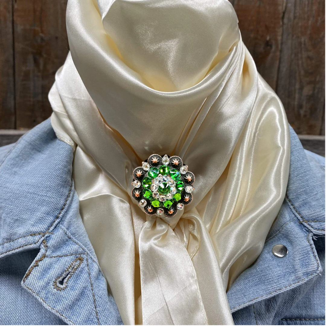 35X35" Solid Cream Wild Rag / Scarf WRS11 - Crystal Concho Wild Rag Slides - Assorted