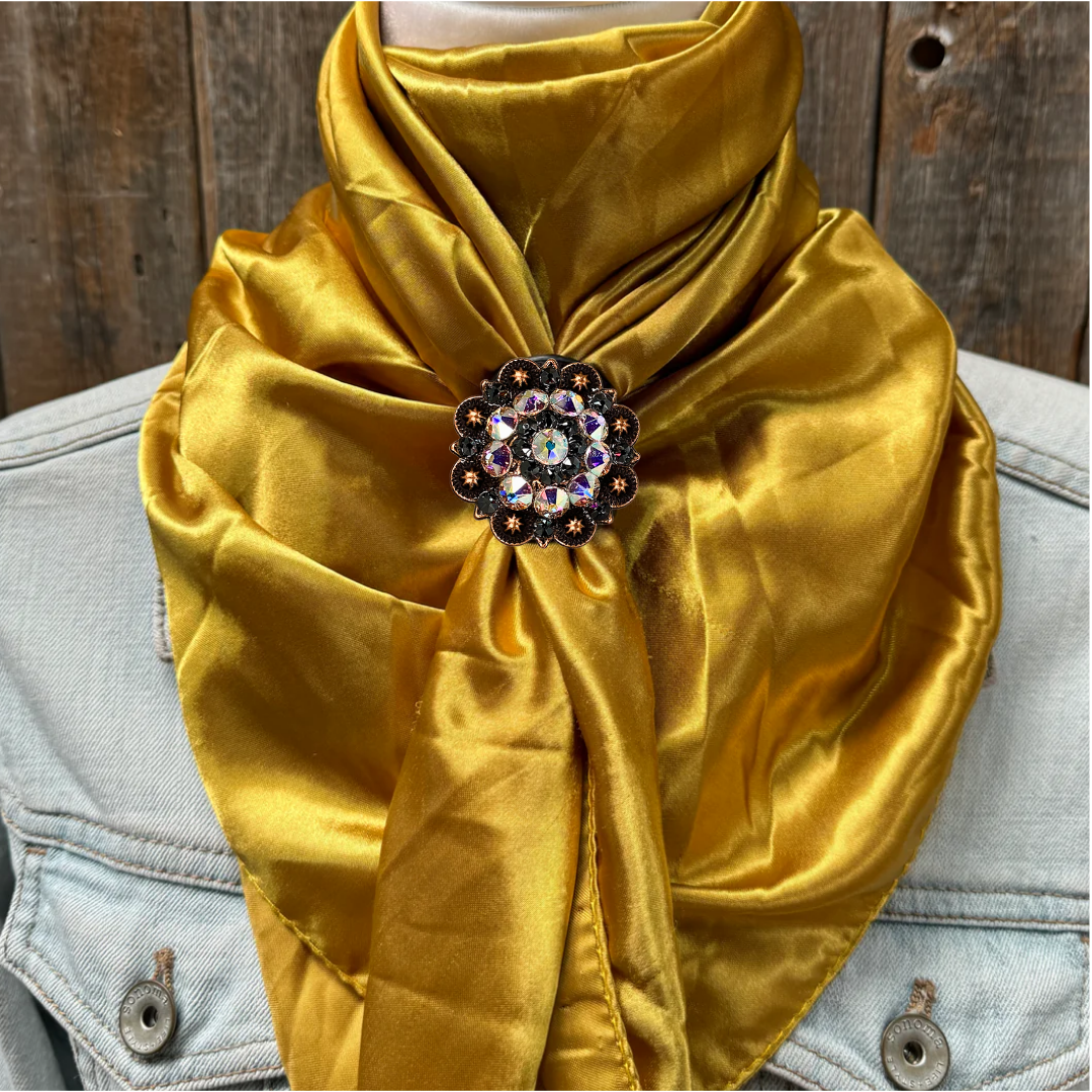 35X35" Solid Mustard Yellow Wild Rag / Scarf WRS19 - Crystal Concho Wild Rag Slides - Assorted