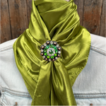 35X35" Solid Light Green Wild Rag / Scarf WRS22 - Crystal Concho Wild Rag Slides - Assorted
