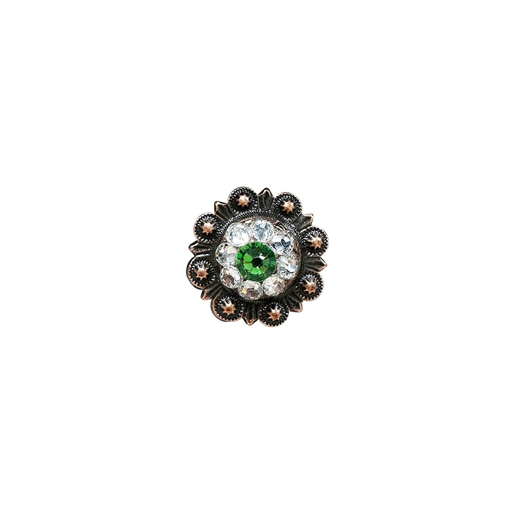 Fern & Clear Copper 1" European Crystal Concho