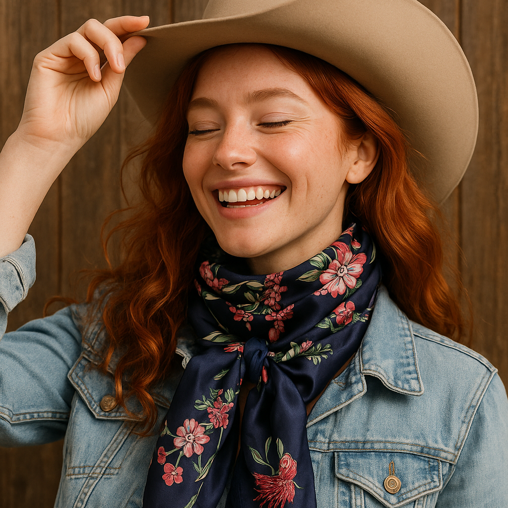 35X35" Rose Buds & Tassels Wild Rag / Scarf WR51