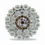 Bright Silver Champagne - AB Crystal Conchos | Sizes 1"- 3" | Buckles | Saddle Set | Leather Rosettes | Slide