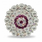 Bright Silver Fuchsia - AB Crystal Conchos | Sizes 1"- 3" | Buckles | Saddle Set | Leather Rosettes | Slide