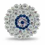 Bright Silver Capri - AB Crystal Conchos | Sizes 1"- 3" | Buckles | Saddle Set | Leather Rosettes | Slide