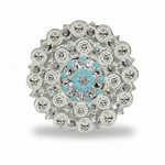 Bright Silver Turquoise - Clear Crystal Conchos | Sizes 1"- 3" | Buckles | Saddle Set | Leather Rosettes | Slide