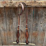 Basketweave - Brown Leaf Scalloped Two Tone One Ear Headstall/Bridle #231871B