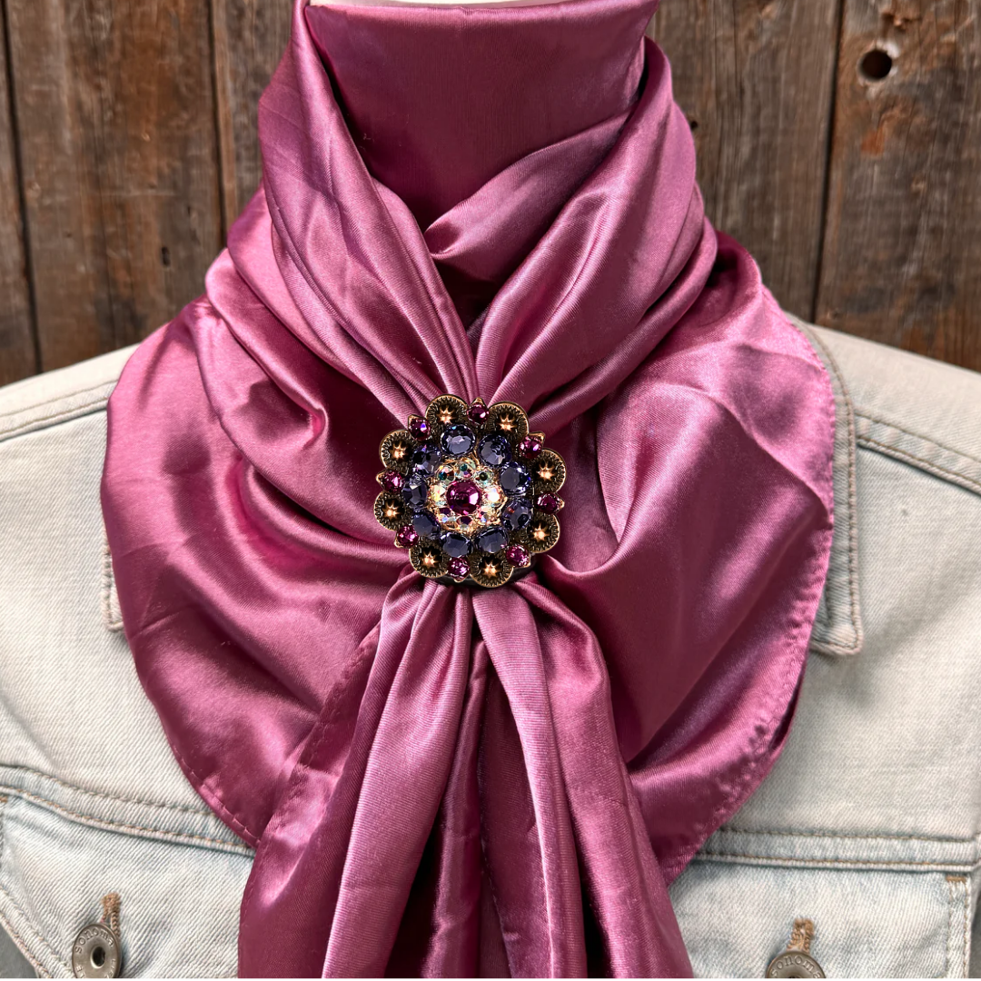 35X35" Solid Rose Wild Rag / Scarf WRS6 - Crystal Concho Wild Rag Slides - Assorted