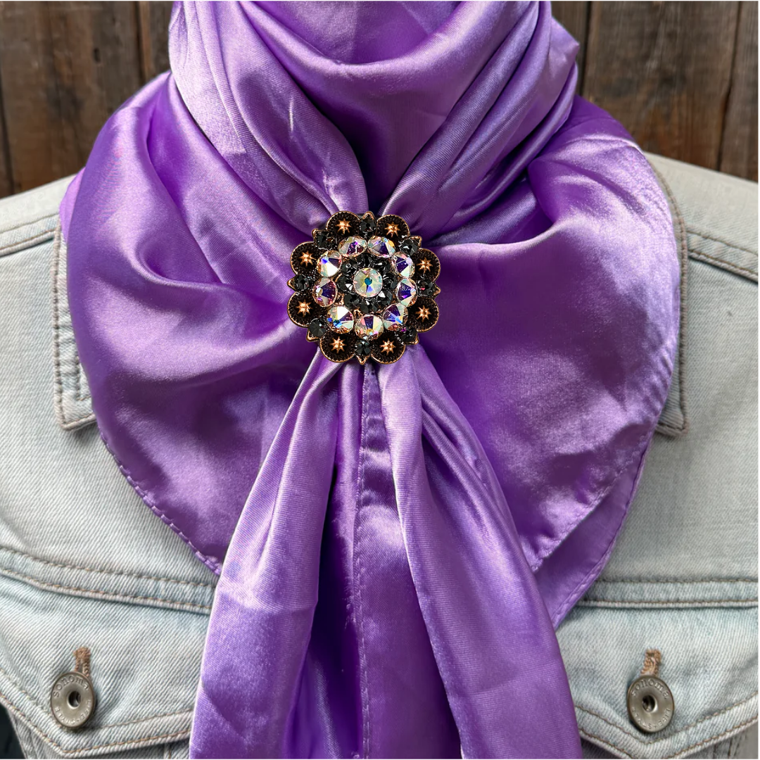 35X35" Solid Lavender Wild Rag / Scarf WRS13 - Crystal Concho Wild Rag Slides - Assorted