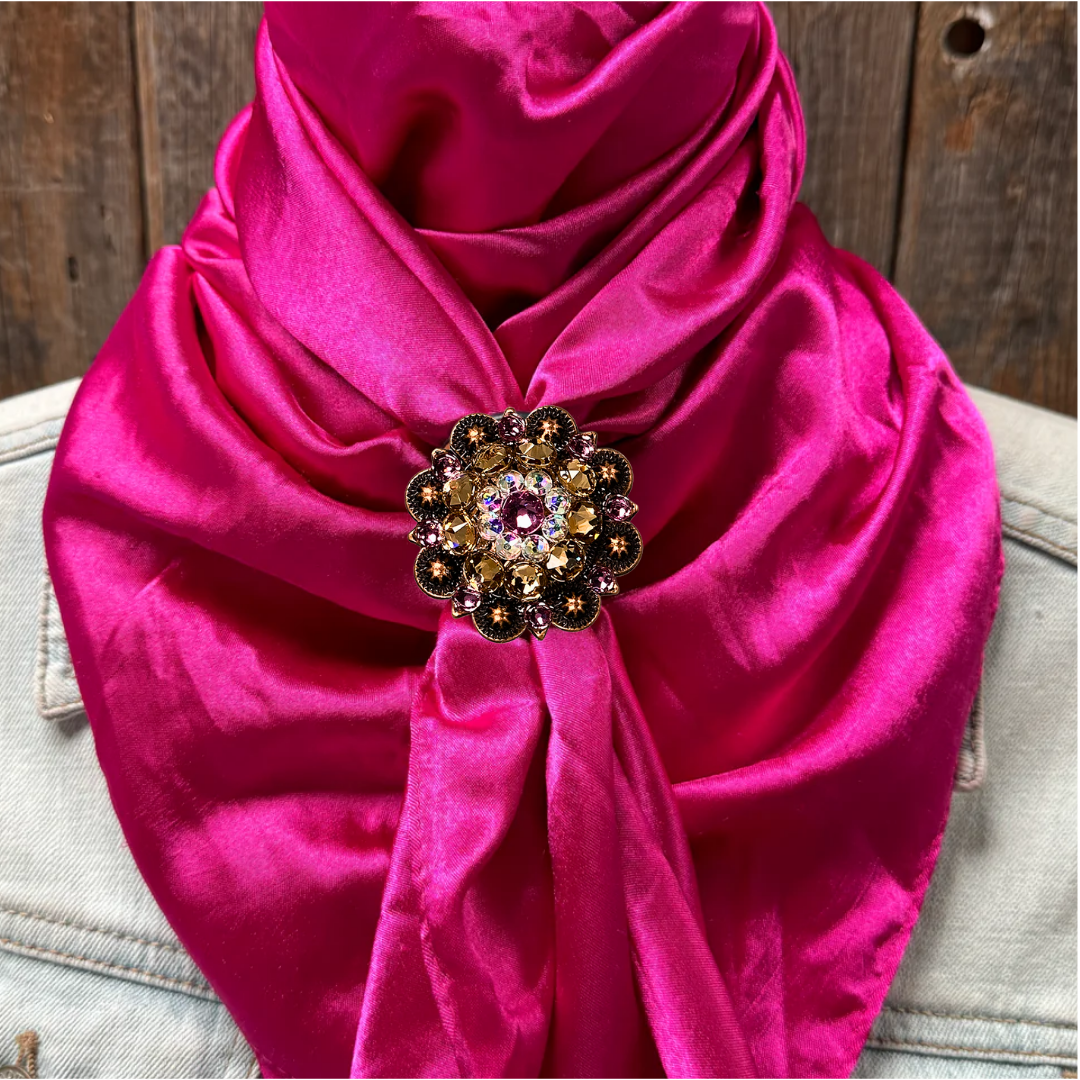 35X35" Solid Fuchsia Wild Rag / Scarf WRS12 - Crystal Concho Wild Rag Slides - Assorted