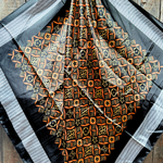 35X35" Black and Orange Multi Pattern Wild Rag / Scarf WR1033X