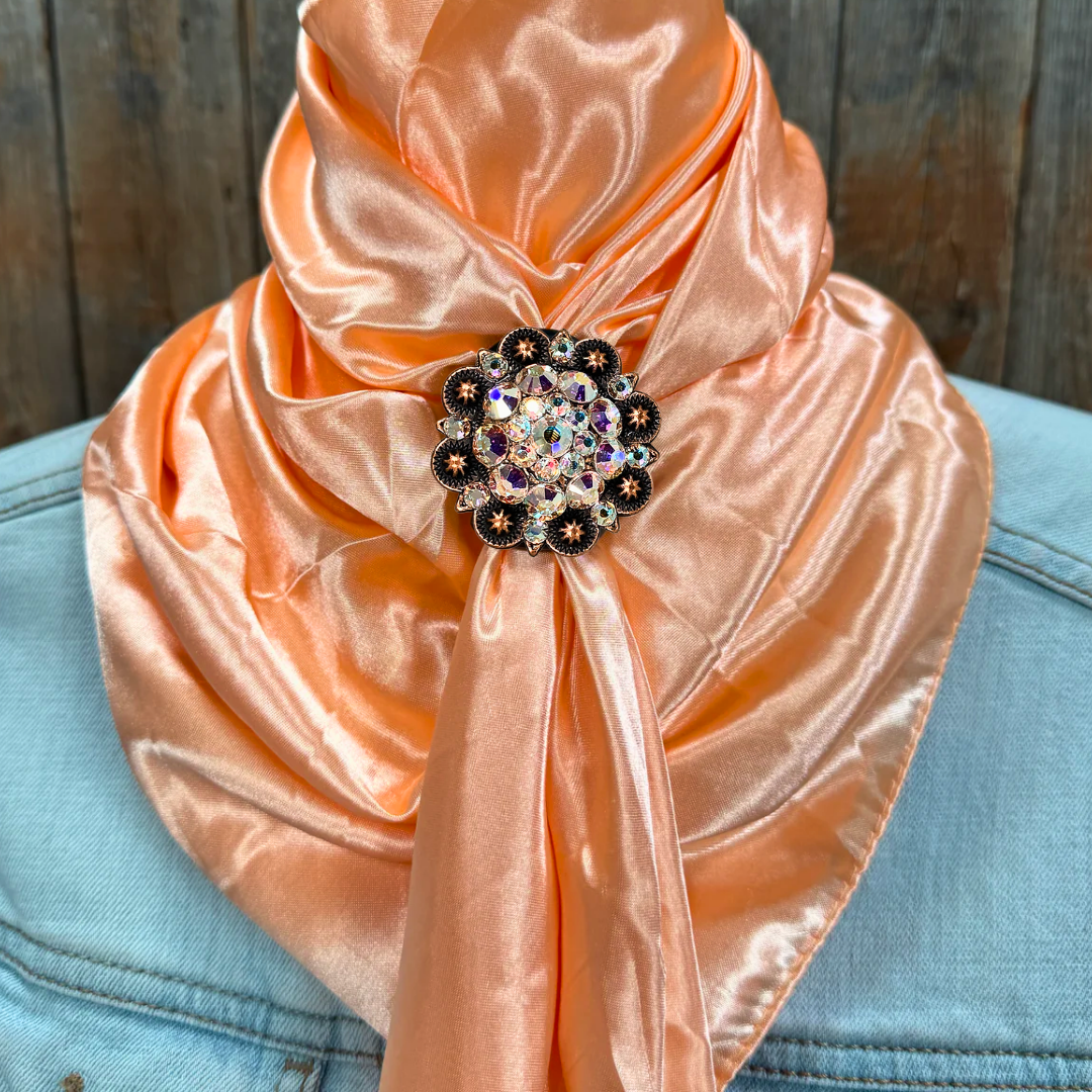 35X35" Solid Peach Wild Rag / Scarf WRS24 - Crystal Concho Wild Rag Slides - Assorted