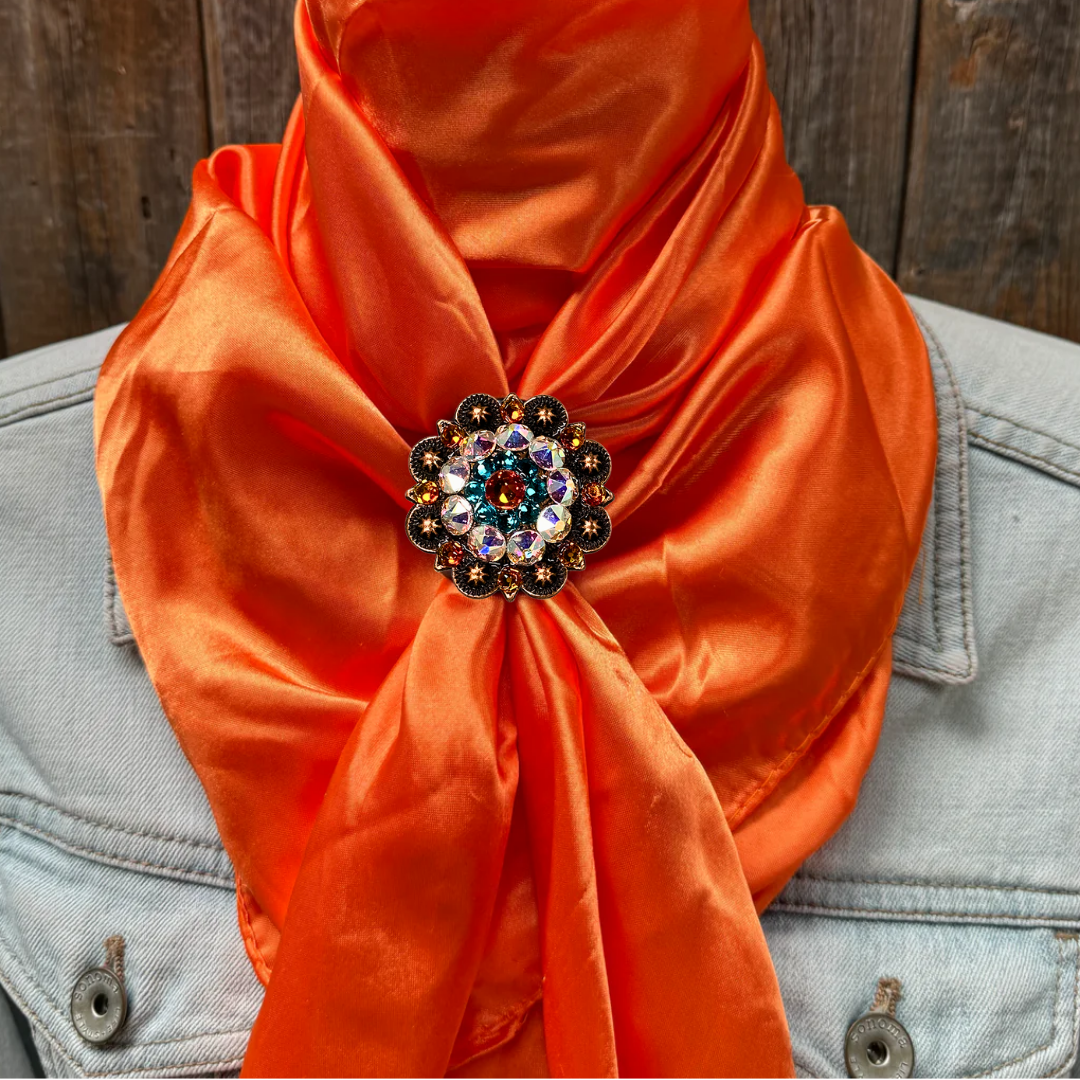 35X35" Solid Orange Wild Rag / Scarf WRS20 - Crystal Concho Wild Rag Slides - Assorted