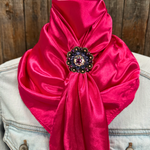 35X35" Solid Hot Pink Wild Rag / Scarf WRS25 - Crystal Concho Wild Rag Slides - Assorted