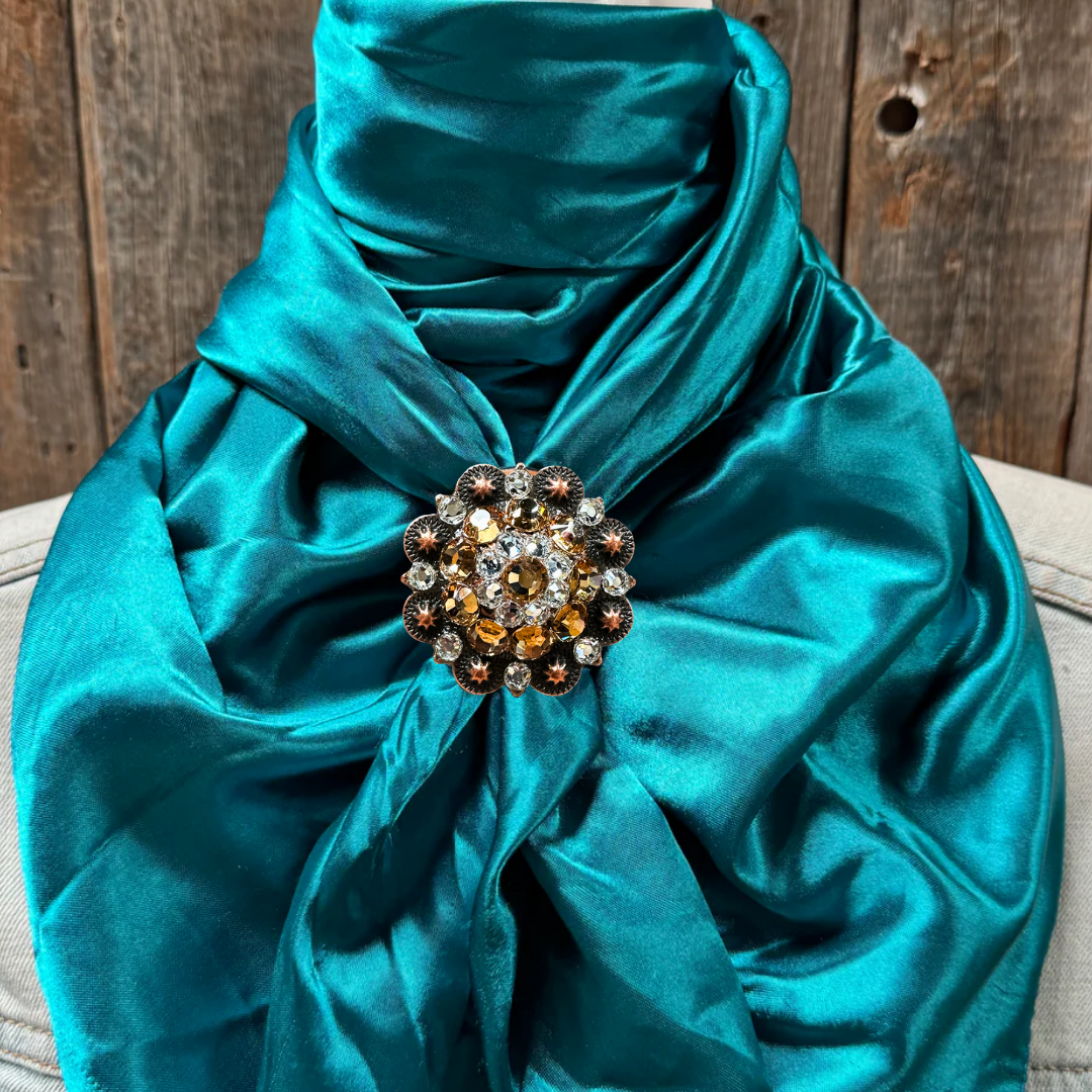 35X35" Solid Teal Wild Rag / Scarf WRS5 - Crystal Concho Wild Rag Slides - Assorted