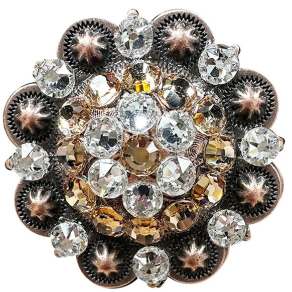 Champagne & Clear Copper 2" European Crystal Concho
