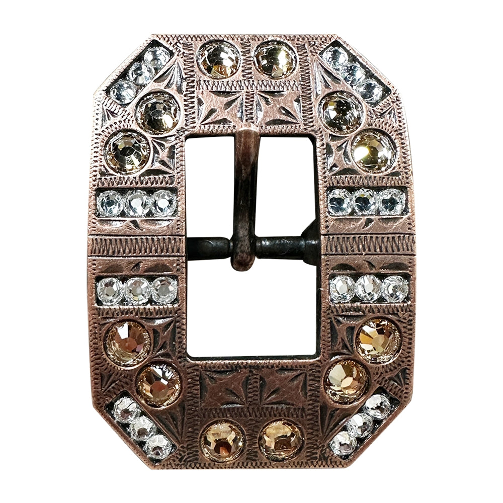 Champagne & Clear Copper European Crystal Square Cart Buckle