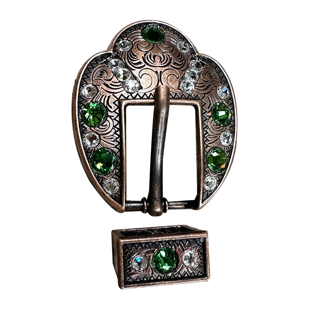 Fern & Clear Copper European Crystal Fancy Buckle