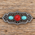 Red and Blue Fashion Turquoise Filigree Hair Clip