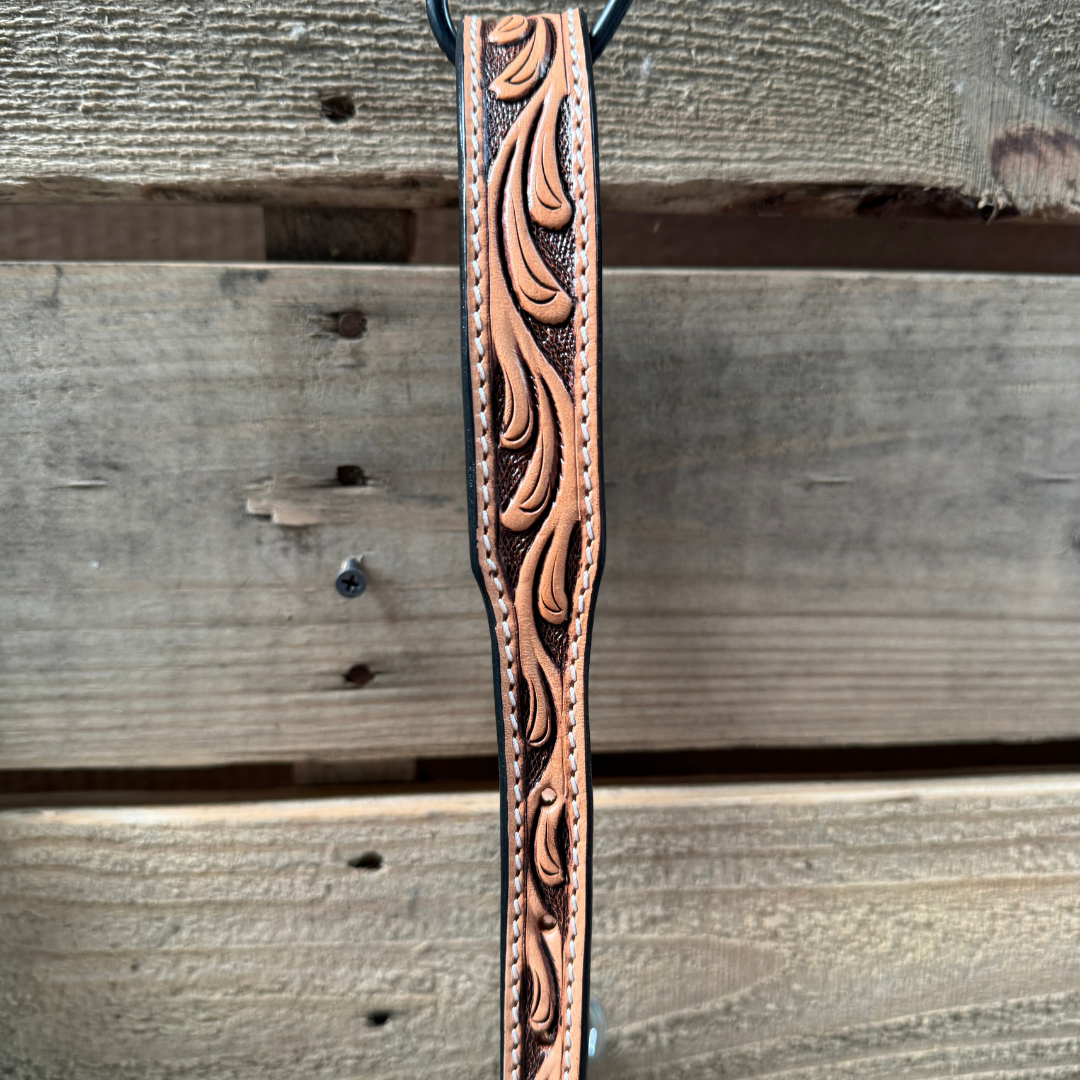 Turquoise Floral Tooled Lariat & Leather Combo Halter