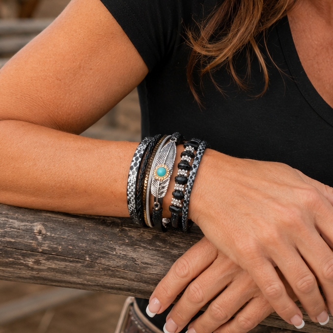 Onyx Boho Multi Strand Wrap Bracelet