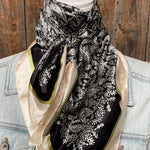 35X35" Black & Cream Paisley Wild Rag/Scarf WR3407 - RODEO DRIVE