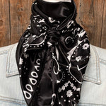 35X35" Black & White Paisley Wild Rag/Scarf WR3411 - RODEO DRIVE