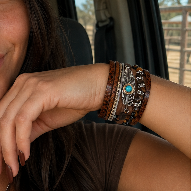 Russet Boho Multi Strand Wrap Bracelet