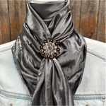 35X35" Solid Silver / Grey Wild Rag / Scarf WRS15 - Crystal Concho Wild Rag Slides - Assorted