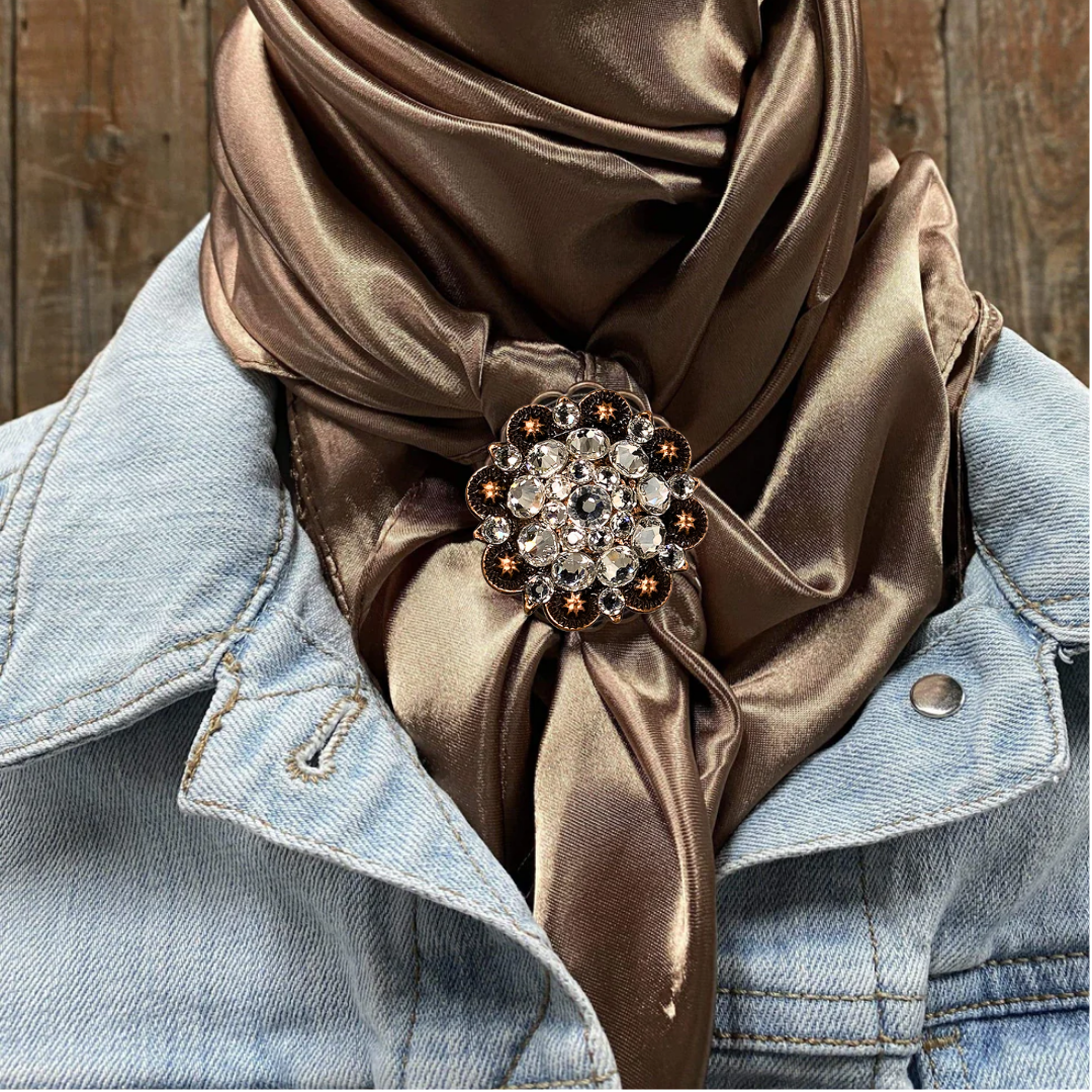 35X35" Solid Tan Wild Rag / Scarf WRS7 - Crystal Concho Wild Rag Slides - Assorted