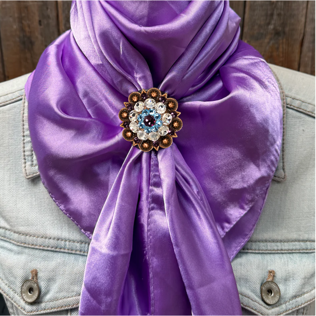 35X35" Solid Lavender Wild Rag / Scarf WRS13 - Crystal Concho Wild Rag Slides - Assorted