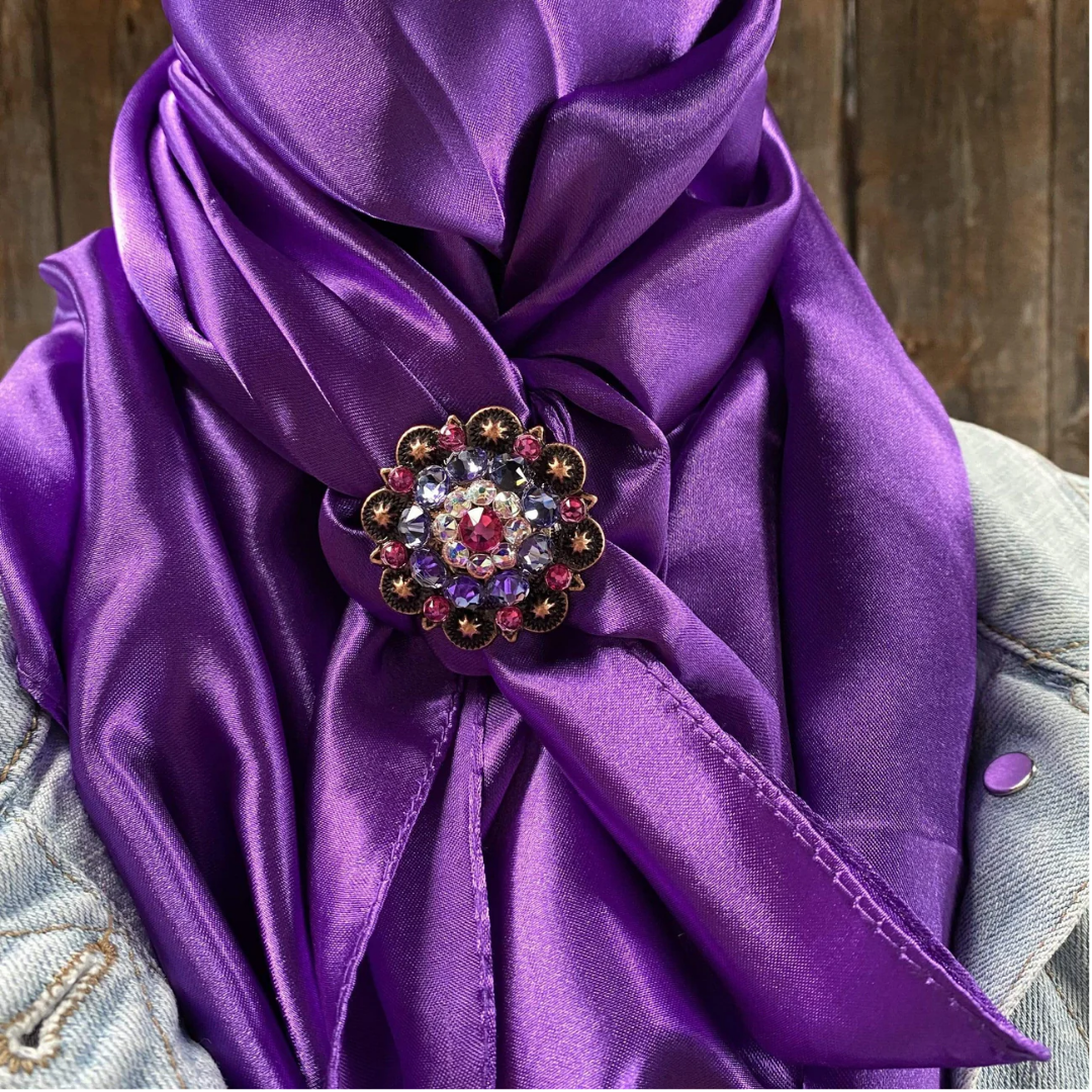 35X35" Solid Purple Wild Rag / Scarf WRS1 - Crystal Concho Wild Rag Slides - Assorted