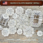 Bright Silver Clear Crystal Conchos | Sizes 1"- 3" | Buckles | Saddle Set | Leather Rosettes | Slide