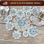 Bright Silver Aqua - Clear Crystal Conchos | Sizes 1"- 3" | Buckles | Saddle Set | Leather Rosettes | Slide