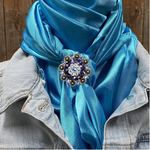 35X35" Solid Aqua Wild Rag / Scarf WRS8 - Crystal Concho Wild Rag Slides - Assorted