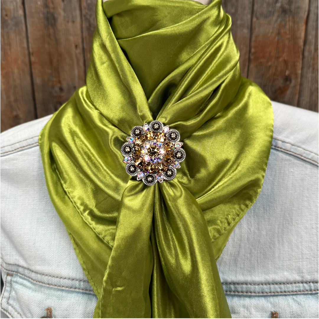 35X35" Solid Light Green Wild Rag / Scarf WRS22 - Crystal Concho Wild Rag Slides - Assorted