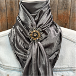 35X35" Solid Silver / Grey Wild Rag / Scarf WRS15 - Crystal Concho Wild Rag Slides - Assorted
