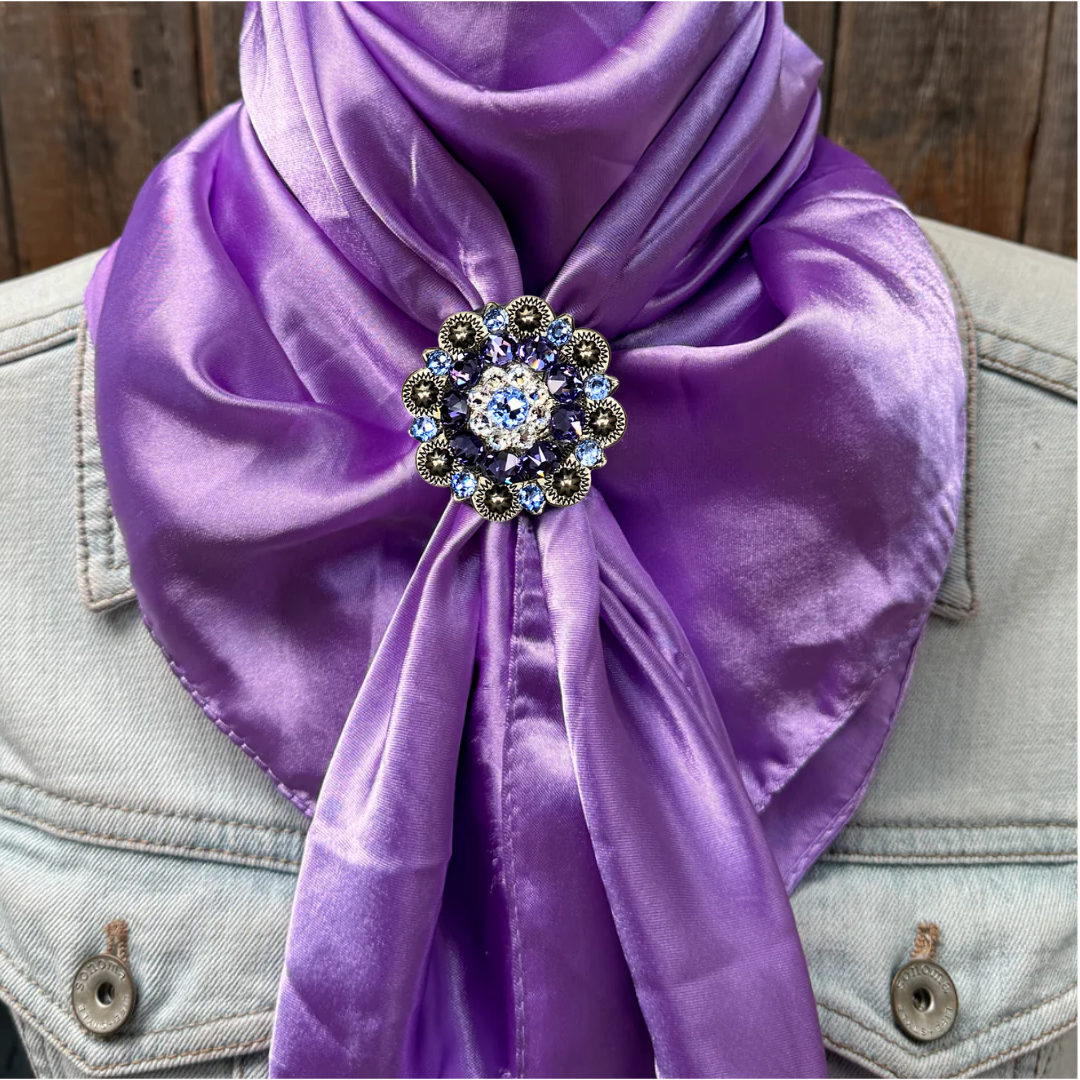 35X35" Solid Lavender Wild Rag / Scarf WRS13 - Crystal Concho Wild Rag Slides - Assorted