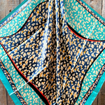 35X35" Blue and Aqua Flower and Spots Pattern Wild Rag / Scarf WR1038
