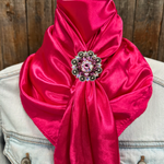 35X35" Solid Hot Pink Wild Rag / Scarf WRS25 - Crystal Concho Wild Rag Slides - Assorted