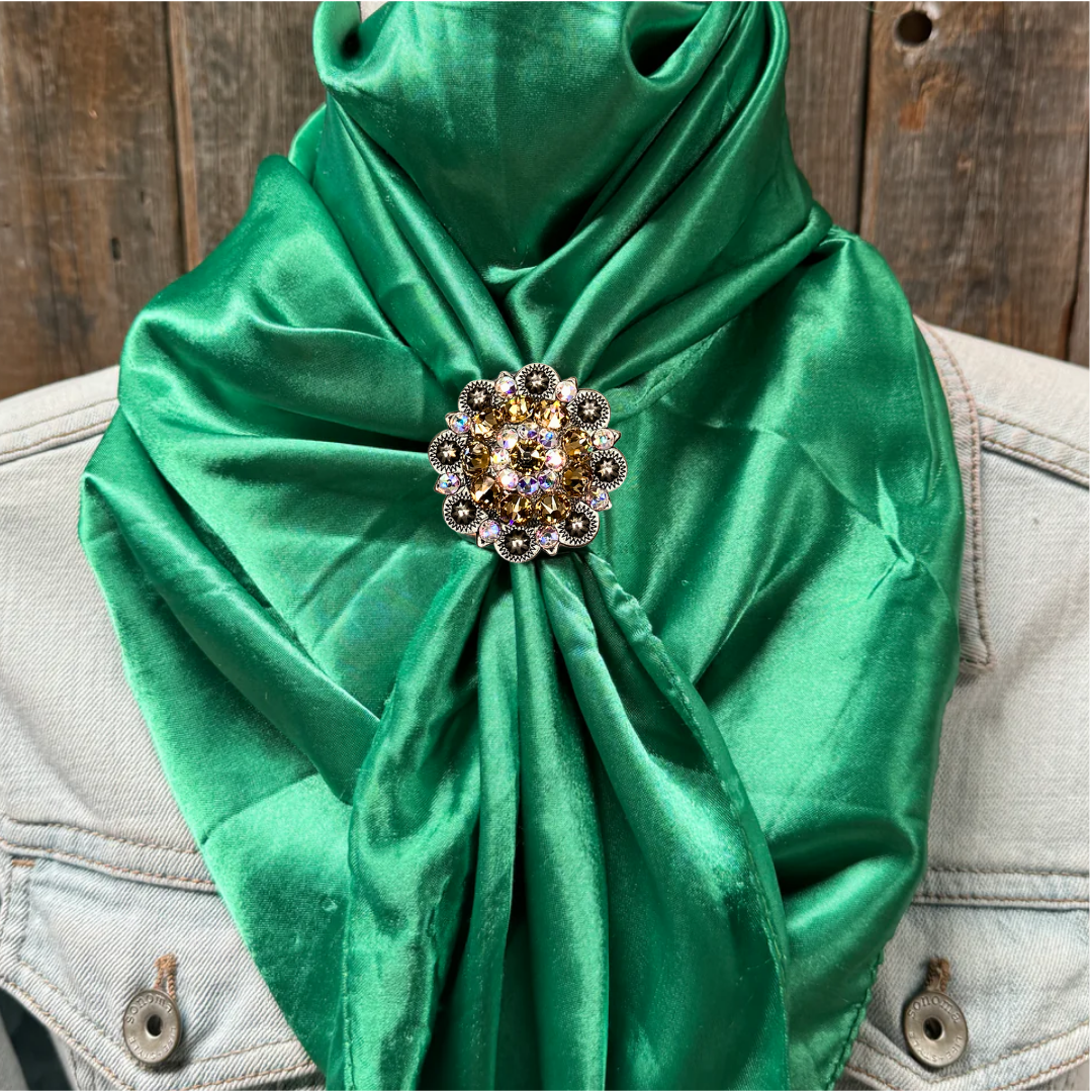 35X35" Solid Green Wild Rag / Scarf WRS18 - Crystal Concho Wild Rag Slides - Assorted