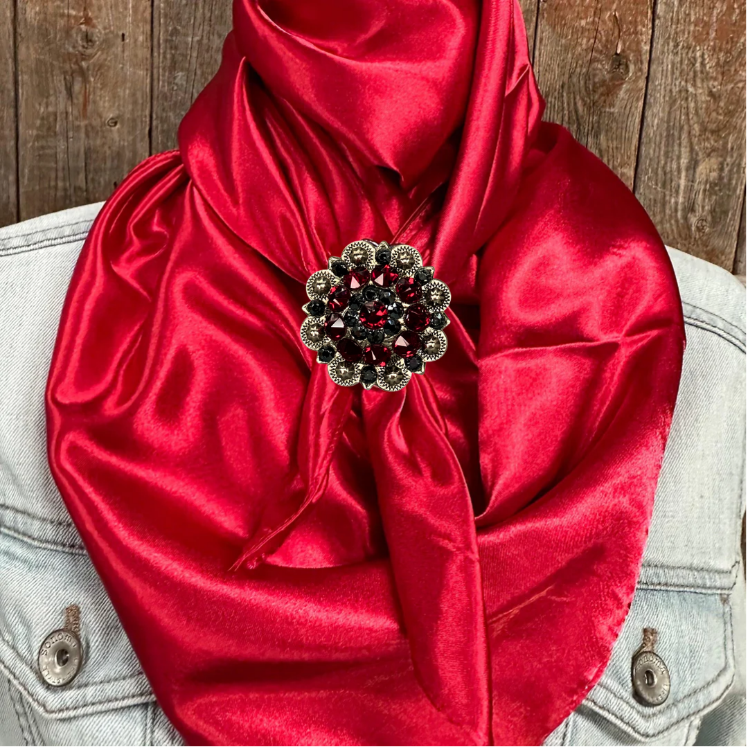 35X35" Solid Electric Red Wild Rag / Scarf WRS10 - Crystal Concho Wild Rag Slides - Assorted