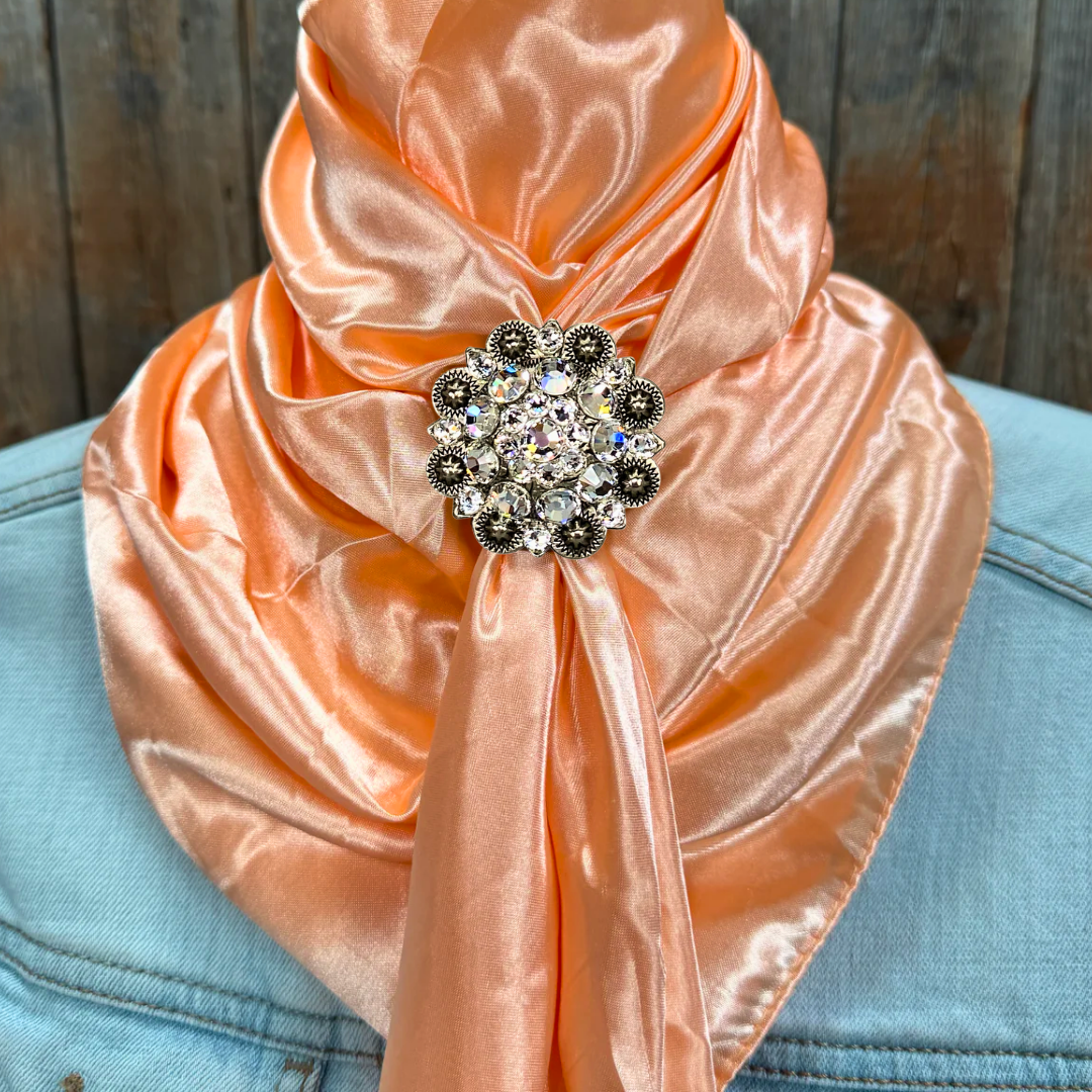 35X35" Solid Peach Wild Rag / Scarf WRS24 - Crystal Concho Wild Rag Slides - Assorted