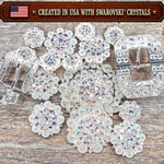 Bright Silver AB Crystal Conchos | Sizes 1"- 3" | Buckles | Saddle Set | Leather Rosettes | Slide