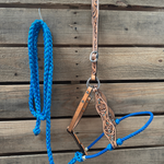 Blue Floral Tooled Lariat & Leather Combo Halter