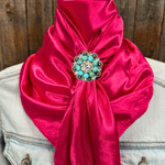 35X35" Solid Hot Pink Wild Rag / Scarf WRS25 - Crystal Concho Wild Rag Slides - Assorted