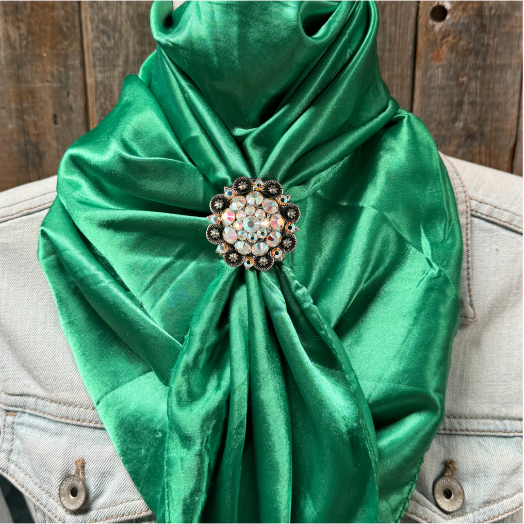 35X35" Solid Green Wild Rag / Scarf WRS18 - Crystal Concho Wild Rag Slides - Assorted