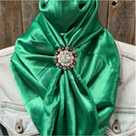 35X35" Solid Green Wild Rag / Scarf WRS18 - Crystal Concho Wild Rag Slides - Assorted