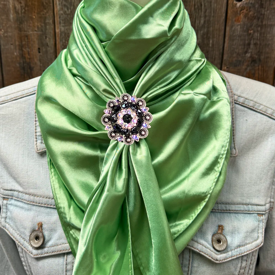 35X35" Solid Lime Wild Rag / Scarf WRS26 - Crystal Concho Wild Rag Slides - Assorted