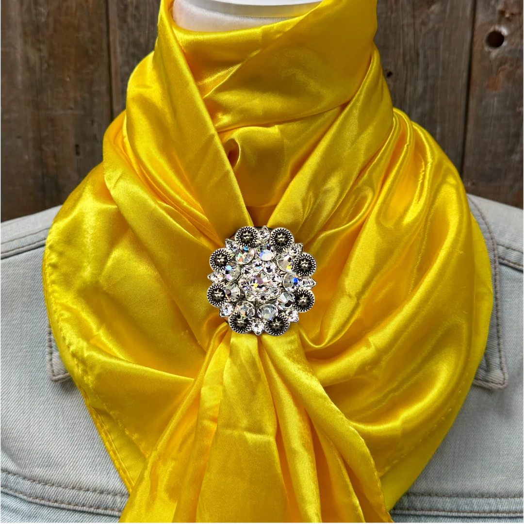 35X35" Solid Yellow Wild Rag / Scarf WRS23 - Crystal Concho Wild Rag Slides - Assorted